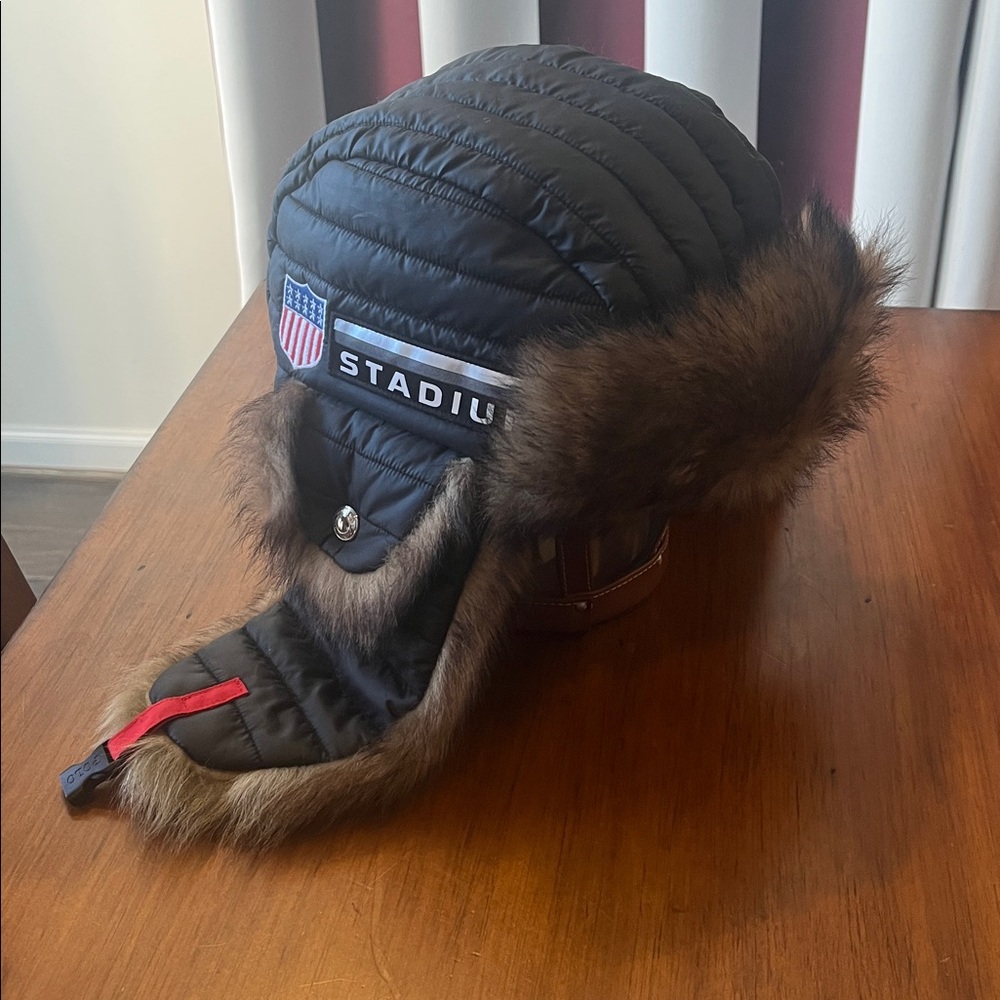 Polo Ralph Lauren Puffer Trapper Hat 1992 P Wing Stadium USA Winter Small / Med - Picture 13 of 16